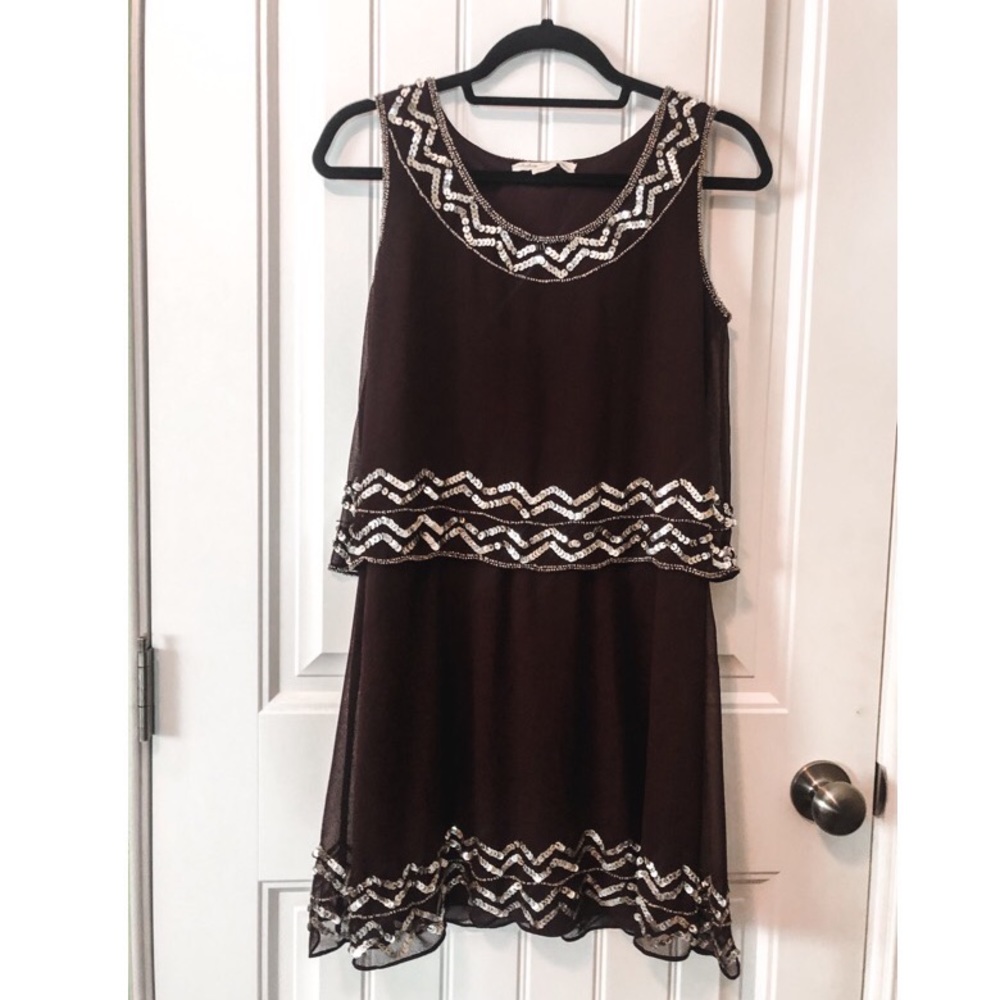 Staring At Stars Gatsby Style Sequin Flapper Dress - image 1